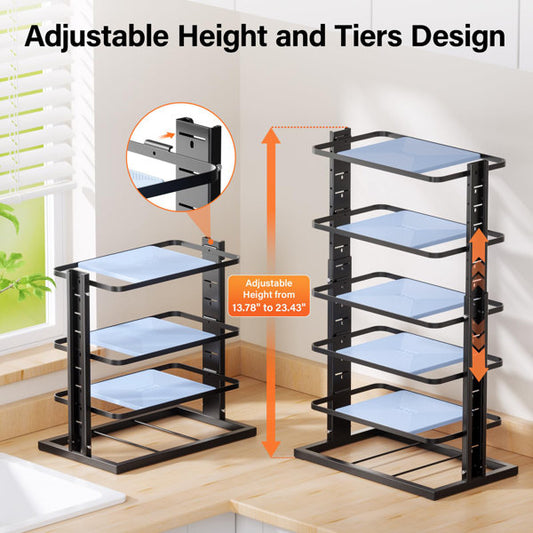 6-Tier Heavy Duty Adjustable Pan Pot Organizers Inside Cabinet, Pot Rack For Kitchen Cabinet Organization And Storage,