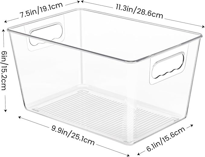 Clear Storage Bins with Handles – Pantry & Fridge Organizer