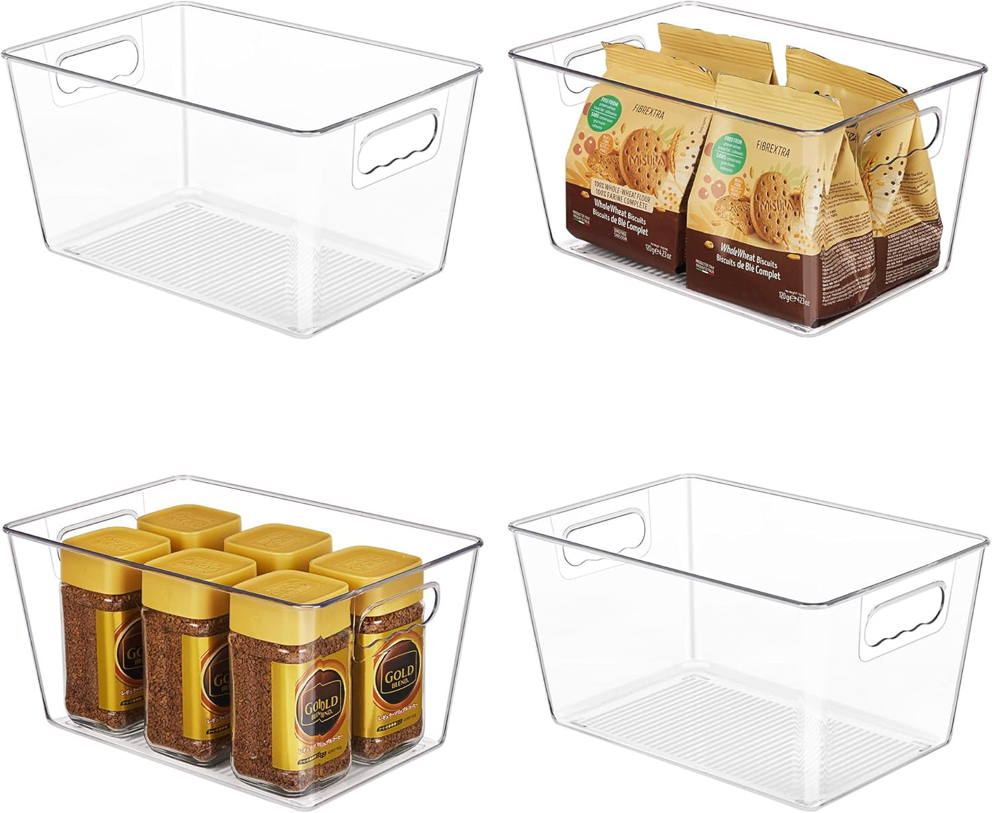 Clear Storage Bins with Handles – Pantry & Fridge Organizer