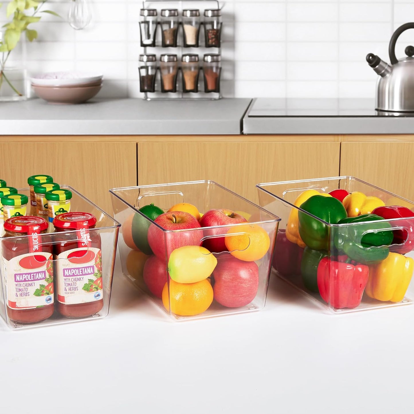 Clear Storage Bins with Handles – Pantry & Fridge Organizer