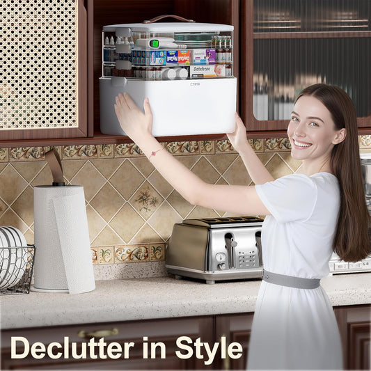 4-Tier XL Medicine Organizer – Portable First Aid Storage with Handle