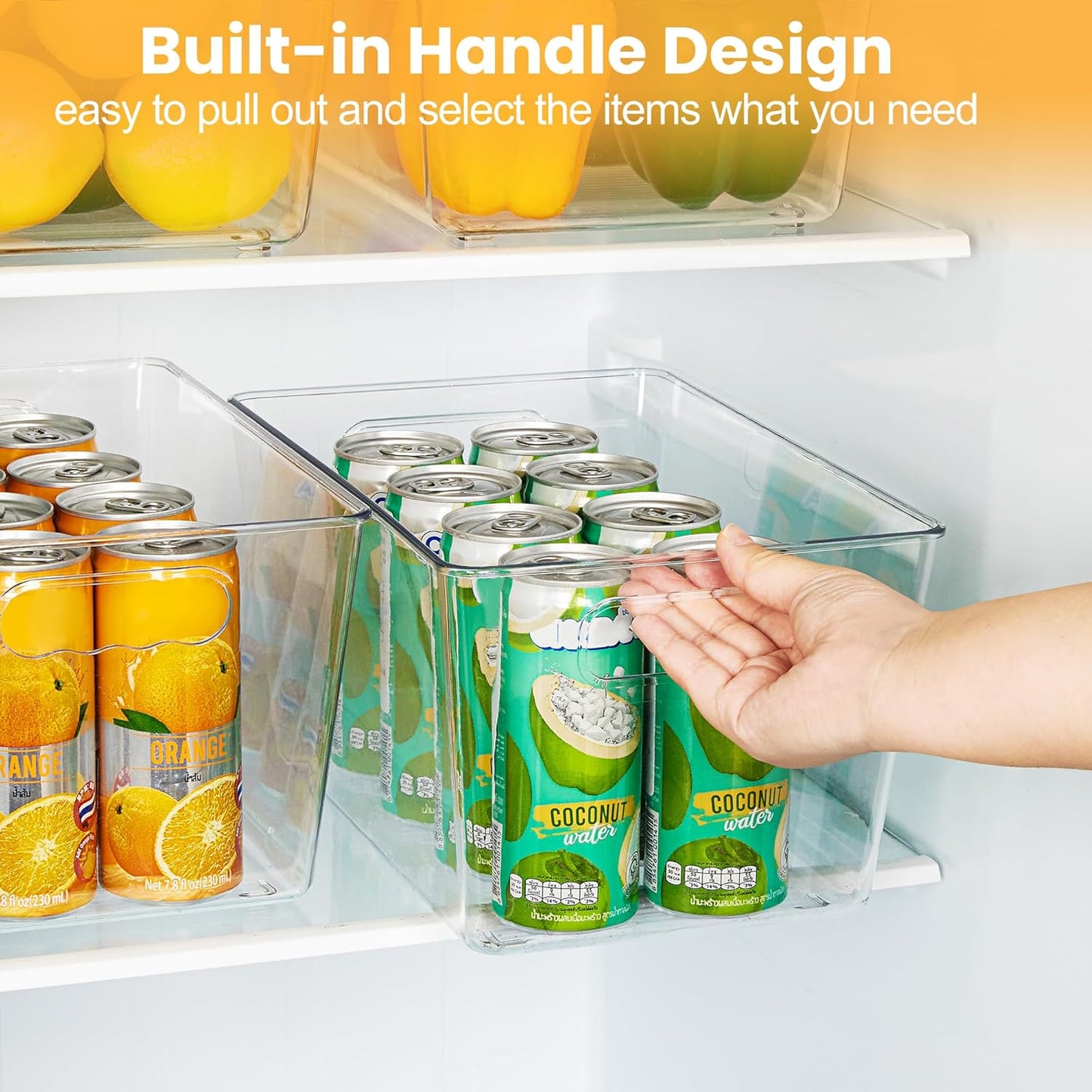 Clear Storage Bins with Handles – Pantry & Fridge Organizer