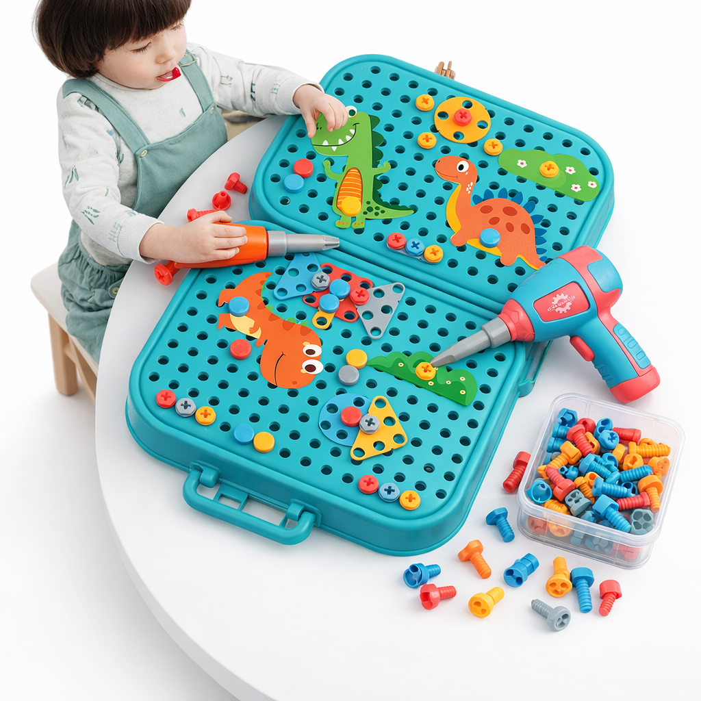 DIY Nut & Bolt Assembly Puzzle Toy – Kids Screw Building Toolbox STEM Educational Shape Matching Blocks