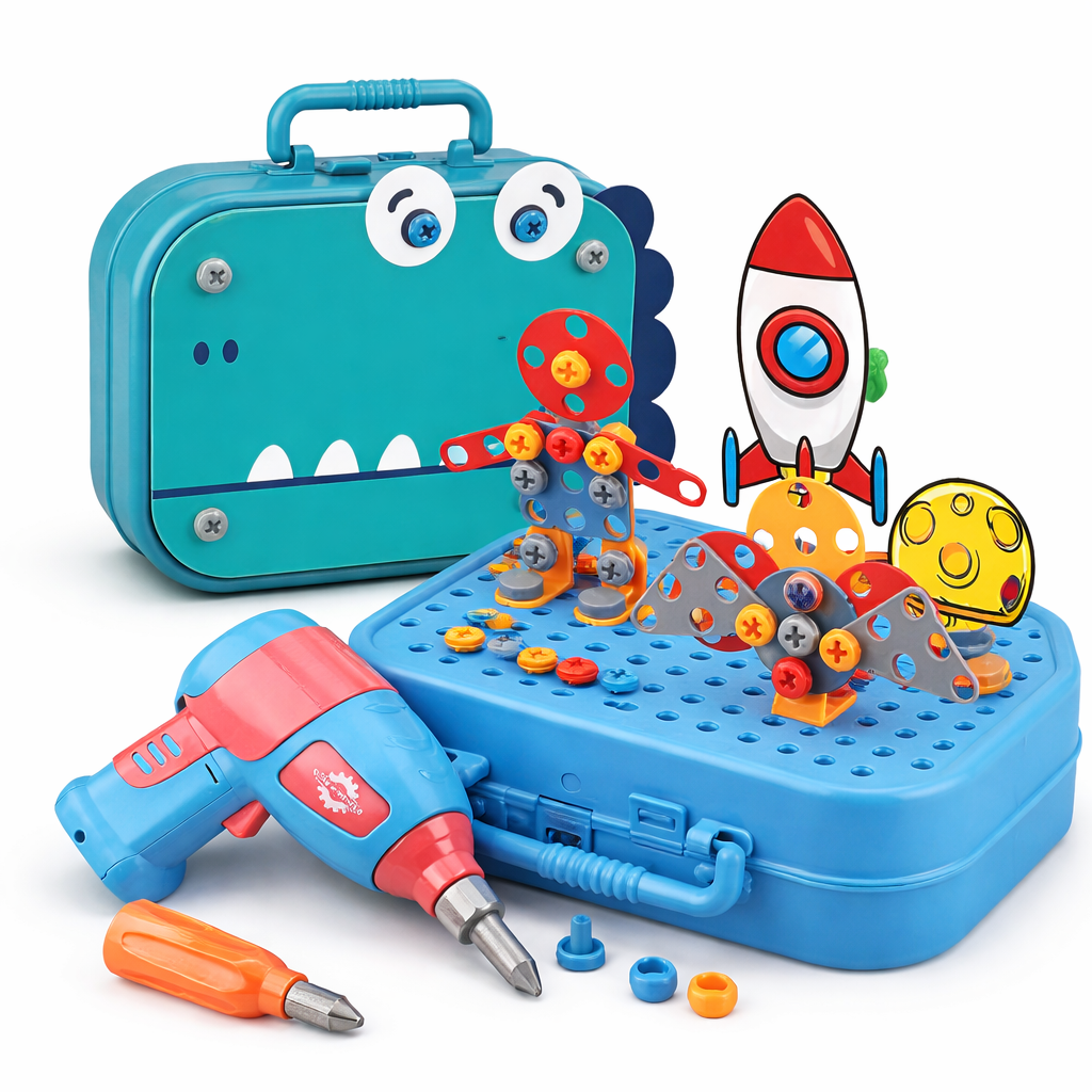 DIY Nut & Bolt Assembly Puzzle Toy – Kids Screw Building Toolbox STEM Educational Shape Matching Blocks