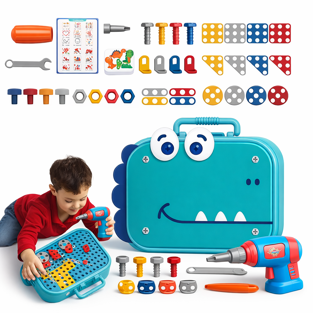 DIY Nut & Bolt Assembly Puzzle Toy – Kids Screw Building Toolbox STEM Educational Shape Matching Blocks