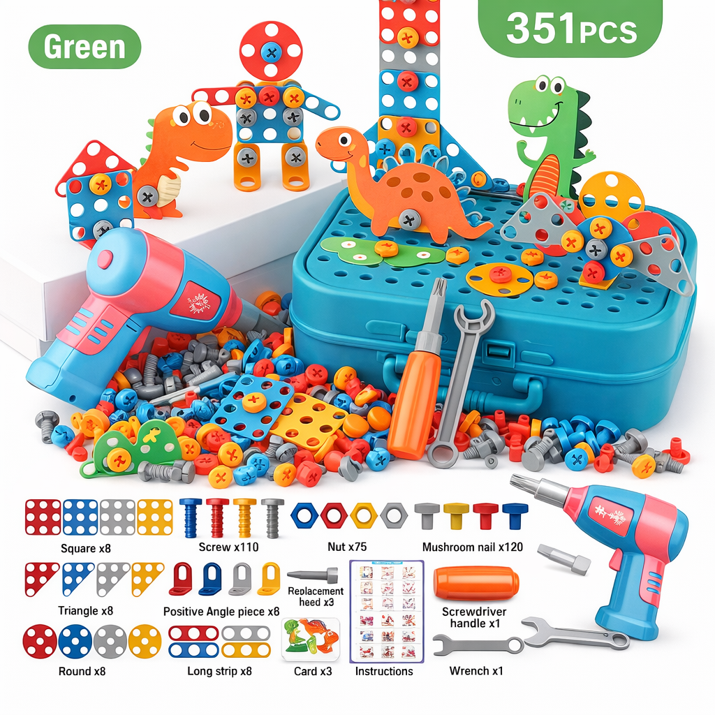 DIY Nut & Bolt Assembly Puzzle Toy – Kids Screw Building Toolbox STEM Educational Shape Matching Blocks