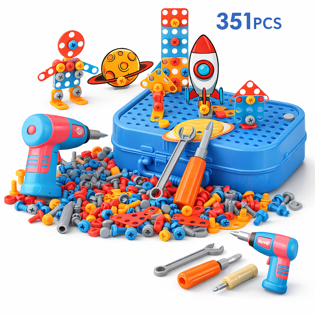 DIY Nut & Bolt Assembly Puzzle Toy – Kids Screw Building Toolbox STEM Educational Shape Matching Blocks