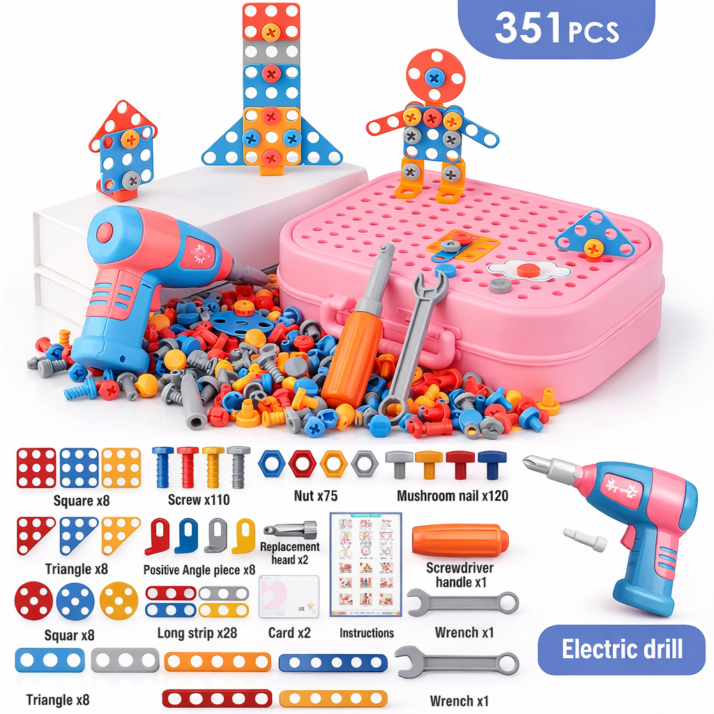 DIY Nut & Bolt Assembly Puzzle Toy – Kids Screw Building Toolbox STEM Educational Shape Matching Blocks