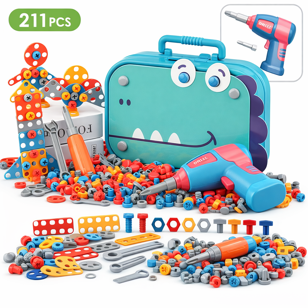 DIY Nut & Bolt Assembly Puzzle Toy – Kids Screw Building Toolbox STEM Educational Shape Matching Blocks