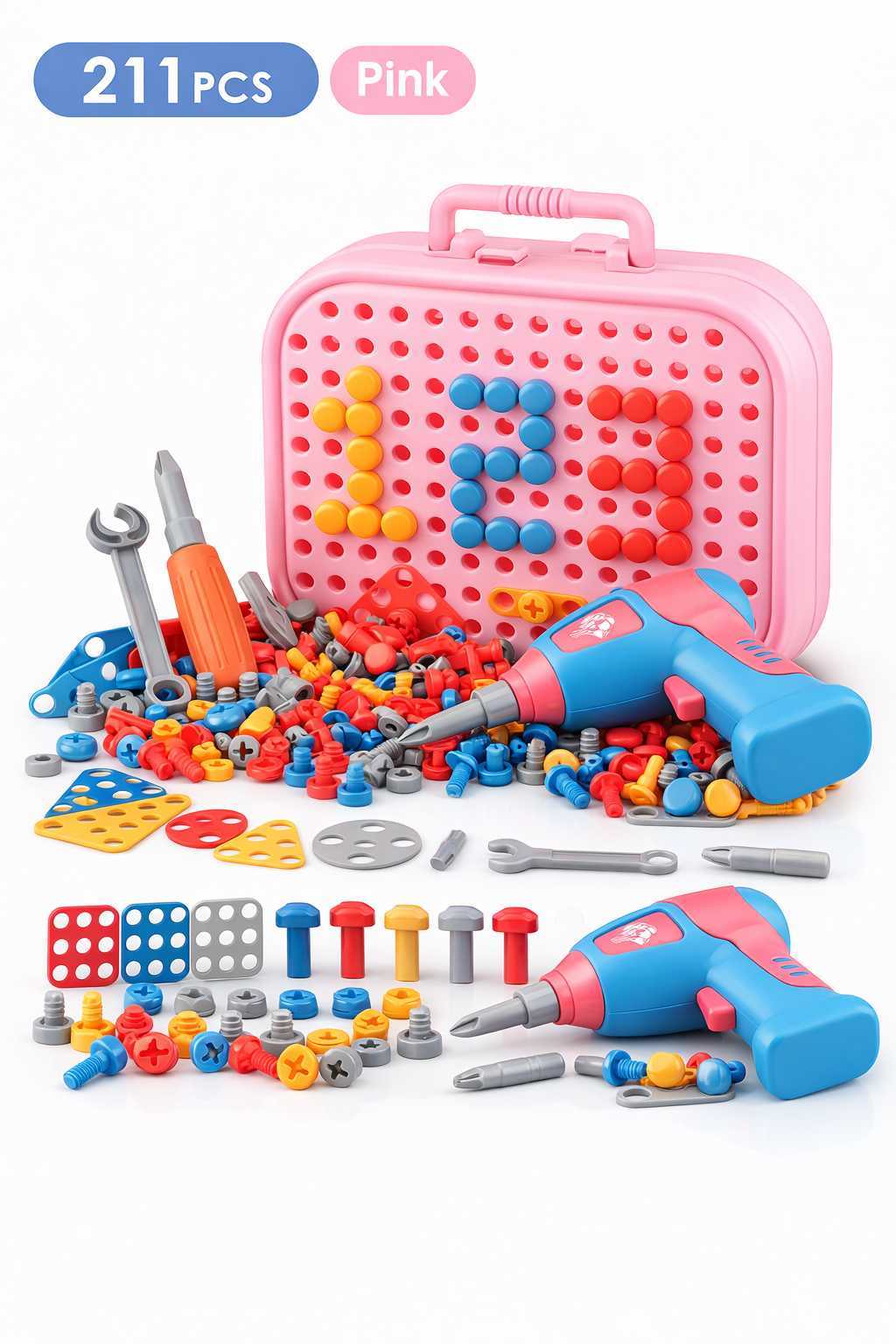 DIY Nut & Bolt Assembly Puzzle Toy – Kids Screw Building Toolbox STEM Educational Shape Matching Blocks